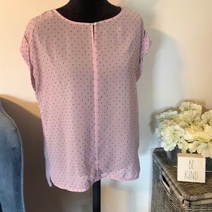LIZ CLAIBORNE Pink Polka Dot Blouse L